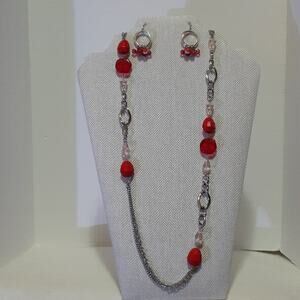 Christopher & Banks Jewelry Red and Silvertone.